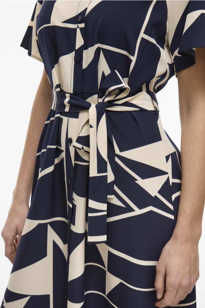 VIEBBA S/S MIDI SHIRT DRESS/KA 14109995 NAVY BLAZER/BIRCH GRAPHIC